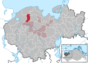 Poziția Roggenstorf pe harta districtului Nordwestmecklenburg