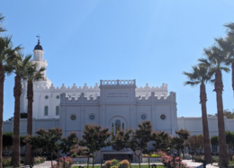 The current annex of the St. George Temple, remodeled to fit the original style of the temple.