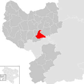 Poloha obce Allhartsberg v okrese Amstetten (klikacia mapa)
