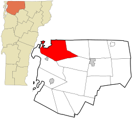 Location in Franklin County and the state of Vermont.