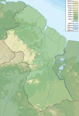 Mynningens läge i Guyana