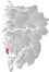 Øygarden markert med rødt på fylkeskartet