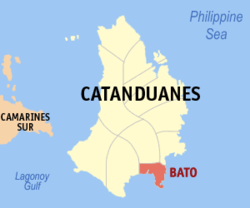 Map of Catanduanes with Bato highlighted