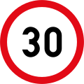 Speed limit of 30 km/h