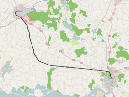 Spoorlijn Slagelse - Næstved op de kaart