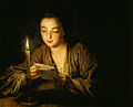 Jeune Fille lisant une lettre à la bougie, J.-B. Santerre, v. 1700