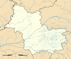Mapa konturowa Loir-et-Cher, w centrum znajduje się punkt z opisem „Vineuil”