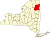 Harta statului New York indicând comitatul Essex