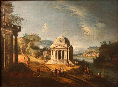 Michele Marieschi Capriccio mit einem Tempel (um 1740).