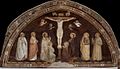 Assisi, Sacro Convento, Sala del Capitolo, Cristo crocifisso con angeli e santi (circa 1330, pittura ad affresco di Puccio Capanna.