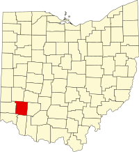 Map of Ohajo highlighting Warren County