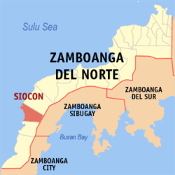 Mapa ning Zamboanga del Norte ampong Siocon ilage