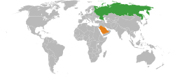 Haritada gösterilen yerlerde Russia ve Saudi Arabia