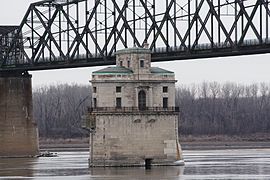 Water intake with one span of the Chain of Rocks Bridge