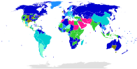 Word map showing varying ages of consent by color