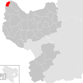 Poloha obce Ennsdorf v okrese Amstetten (klikacia mapa)