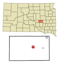 Location in Jerauld County and the state of South Dakota