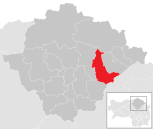 Lage der Gemeinde Krieglach im Bezirk Bruck-Mürzzuschlag (anklickbare Karte)