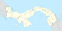 Mapa konturowa Panamy, u góry znajduje się punkt z opisem „Nuevo Chagres”