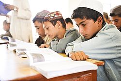 Students during a lesson at Nad e Ali Central School in Helmand.