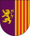 Vecchio stemma di Sant Salvador de Toló (partito: il 1º di porpora, al leone d'oro; il 2º d'oro, a 4 pali di rosso)