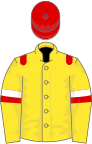 Yellow, red epaulets, white and red armlets, red cap