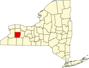 Map of New York highlighting Wyoming County