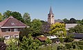 Ophemert, view to the village from the Waalbandijk with reformed church