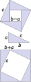 Diagram of two proofs of Pythagoras's theorem