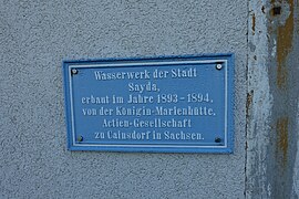 Schild am Wasserwerk Sayda