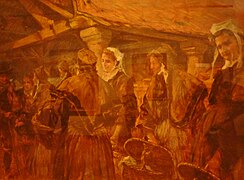 Arthur Midy : Femmes au marché du Faouët (vers 1936, Musée du Faouët).