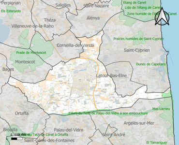 Carte des ZNIEFF de type 1 sur la commune.