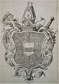 Gemehrtes Wappen (Familienwappen als Herzschild) des Cajetan Anton Notthafft von Weissenstein, Fürstpropst von Berchtesgaden, Kupferstich von Chr. Weigel um 1740