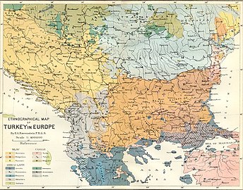 Etnografski zemljevid Balkana v začetku 19. stoletja