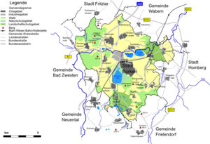 Karte des Gemeindegebiets von Borken (Hessen)