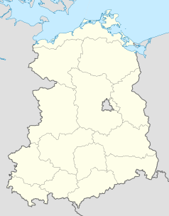 Mapa konturowa Niemieckiej Republiki Demokratycznej, blisko centrum na prawo znajduje się punkt z opisem „Berlin”