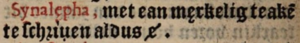 Description de la synalèphe représenté avec ‹ ɇ › dans Lambrecht 1550.