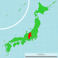 Map of Japan with Nagano highlighted
