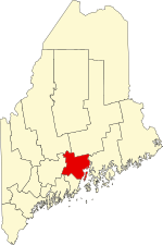 Map of Maine highlighting Waldo County