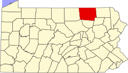 Vị trí quận Bradford trong tiểu bang Pennsylvania ở Hoa Kỷ
