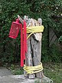 A Montreal decoration made from driftwood, rope, a lantern and a net.