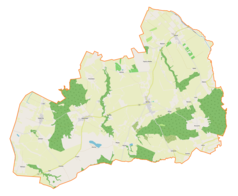 Mapa konturowa gminy Rychliki, na dole po prawej znajduje się punkt z opisem „Lepno”