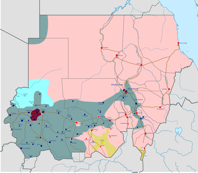 The SLM zone of control (purple) as of 28 July 2024, including Tawila