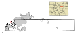 Location of the City of Glendale in Arapahoe County, Colorado