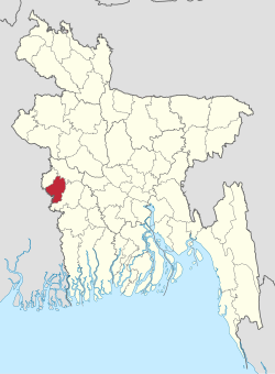 Bản đồ thể hiện vị trí của huyện Chuadanga ở Bangladesh