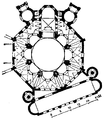 拉文納聖維塔教堂的平面圖，顯示了其特別的八角形頂