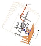 Pianta della piramide con evidenza dei pozzi funebri