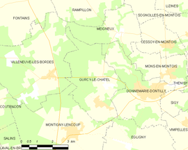 Mapa obce Gurcy-le-Châtel