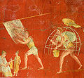 Image 56Workers at a cloth-processing shop, in a painting from the fullonica of Veranius Hypsaeus in Pompeii (from Roman Empire)