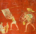 Image 53Workers at a cloth-processing shop, in a painting from the fullonica of Veranius Hypsaeus in Pompeii (from Roman Empire)